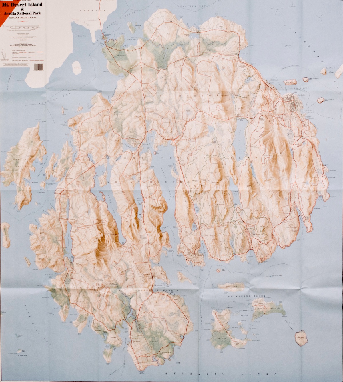 Topographic Map Mount Desert Island Acadia National Park